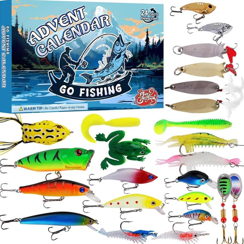 🎄🐟2026 Fishing Advent Calendar - 24 Days of Premium Lures Gift Box