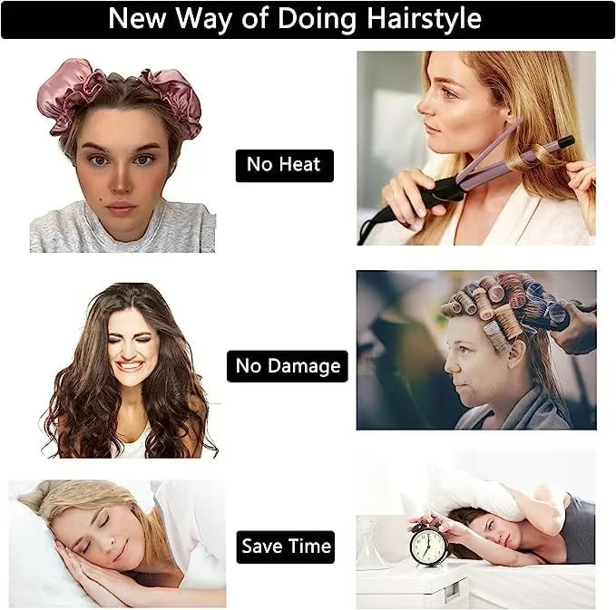 ⚡ 50K+ Sold 🔥 Selling Fast – Satin Heatless Curling Set